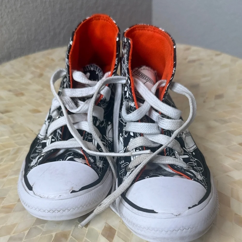 Converse Black and White High-Top Sneakers with Space Design kids size 1